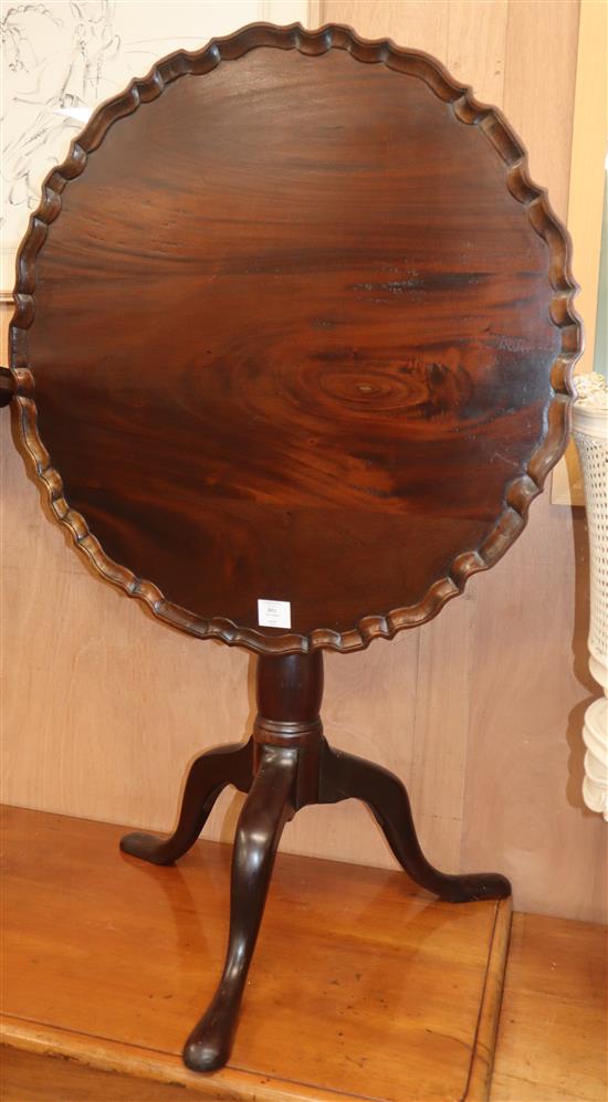 A mahogany tilt top piecrust tea table Diameter 70cm